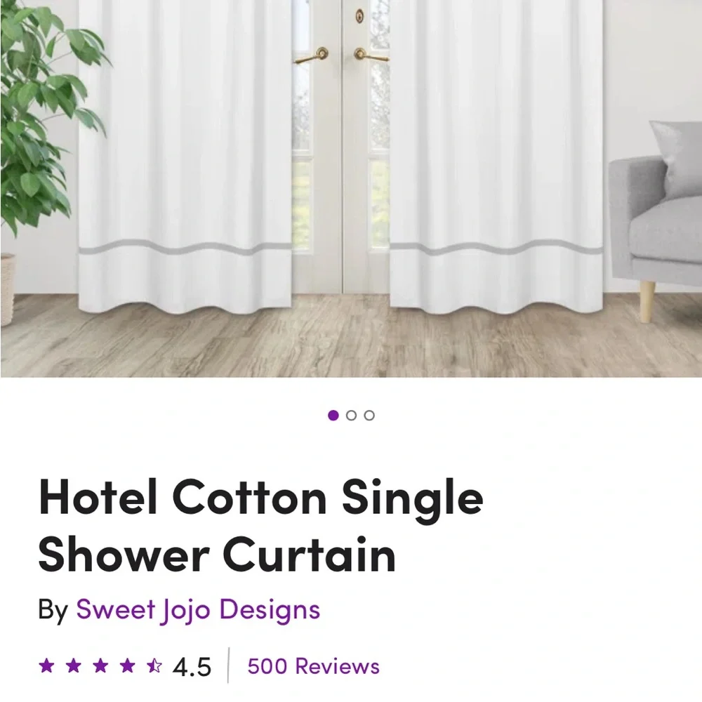 White and Gray Striped Curtain Panel